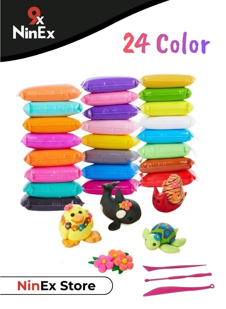 بريميم مجموعة صلصال متعددة الألوان للأطفال (٢٤ قطعة) - صلصال لعب ناعم غير سام بألوان قوس قزح زاهية، قوالب تشكيل ممتعة وأدوات نحت، لعبة فنية وحرفية إبداعية للأطفال الصغار وأنشطة ما قبل المدرسة - Image 1